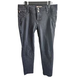 Beverly Jeans Juniors Sz 9 Skinny Jeans Black Gray Studded